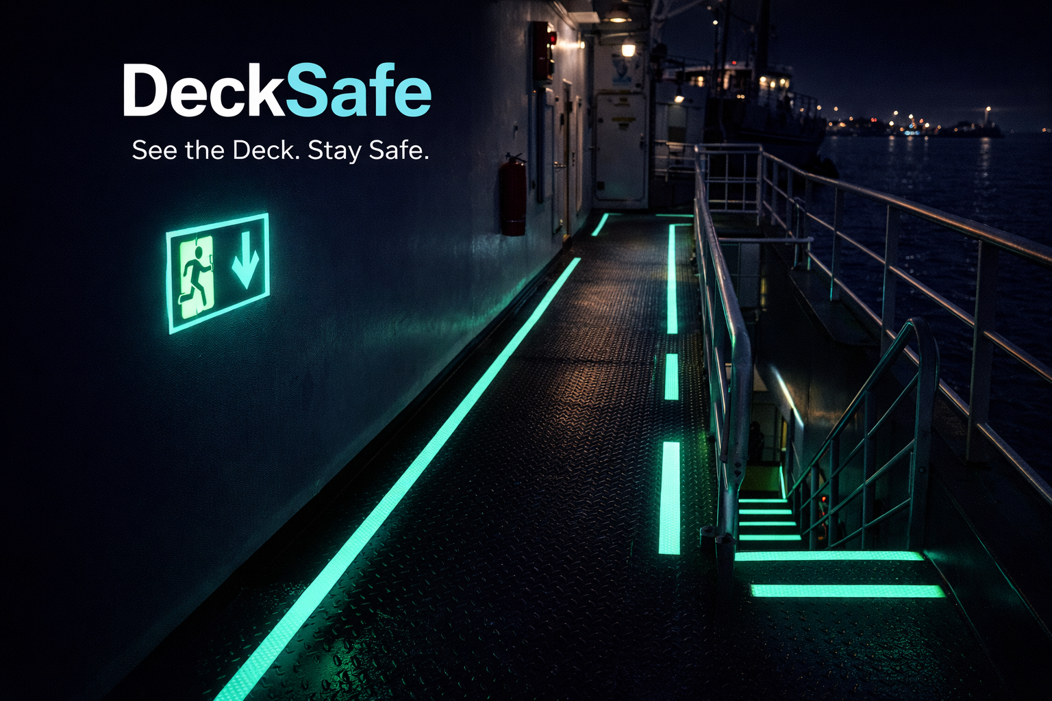 Offshore Marine Environment with LumaSafe Photoluminescent Guidance